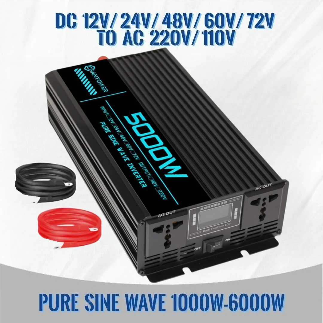 Pure Sine Wave Inverter 5000W 48V 220V - Inverter Gelombang Sinus Murni DC 12v/24v/48v/60v/72v