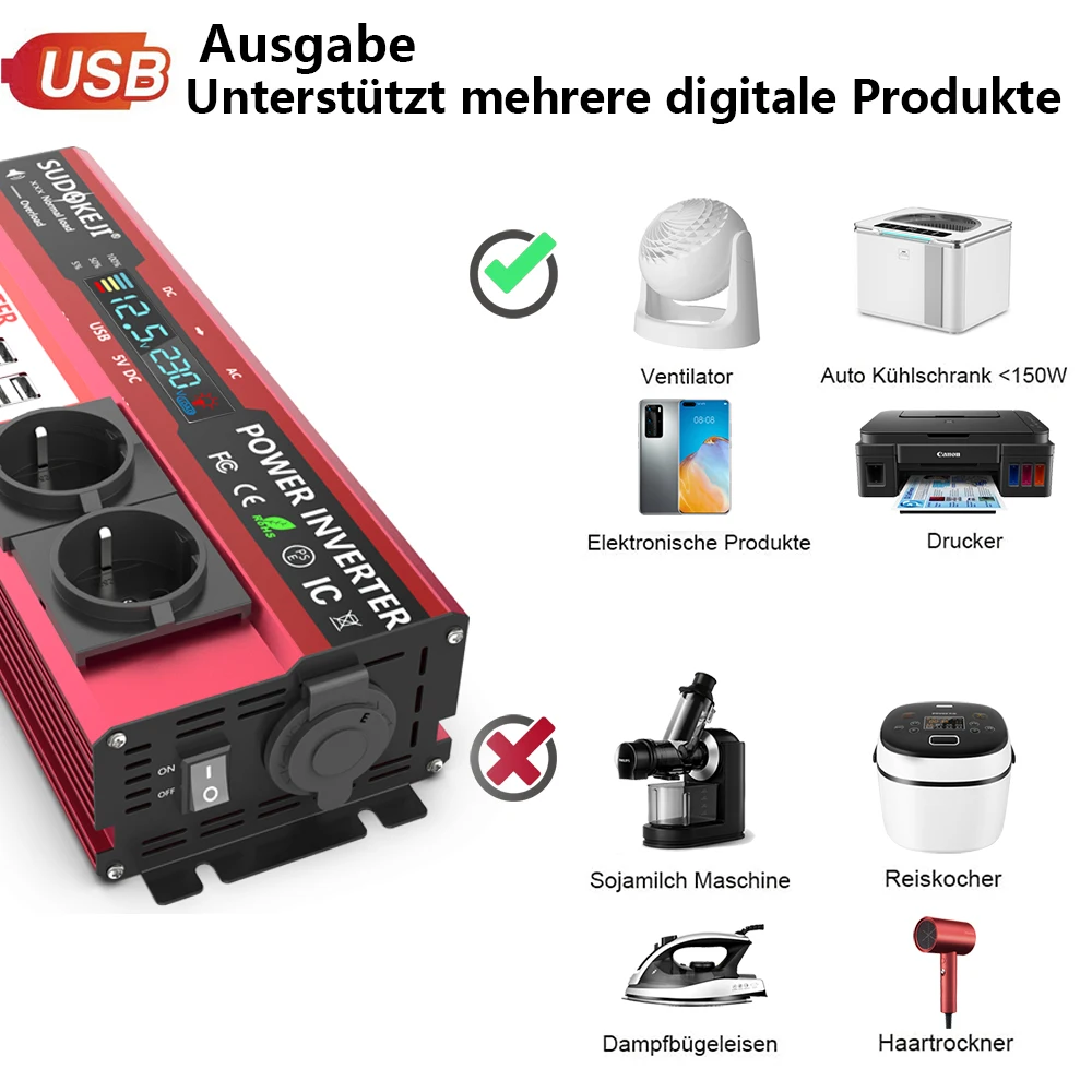 Inverter 12V ke 220V, daya pun - Power Inverter 12V 220V 4000W Continuous ulasan dan harga